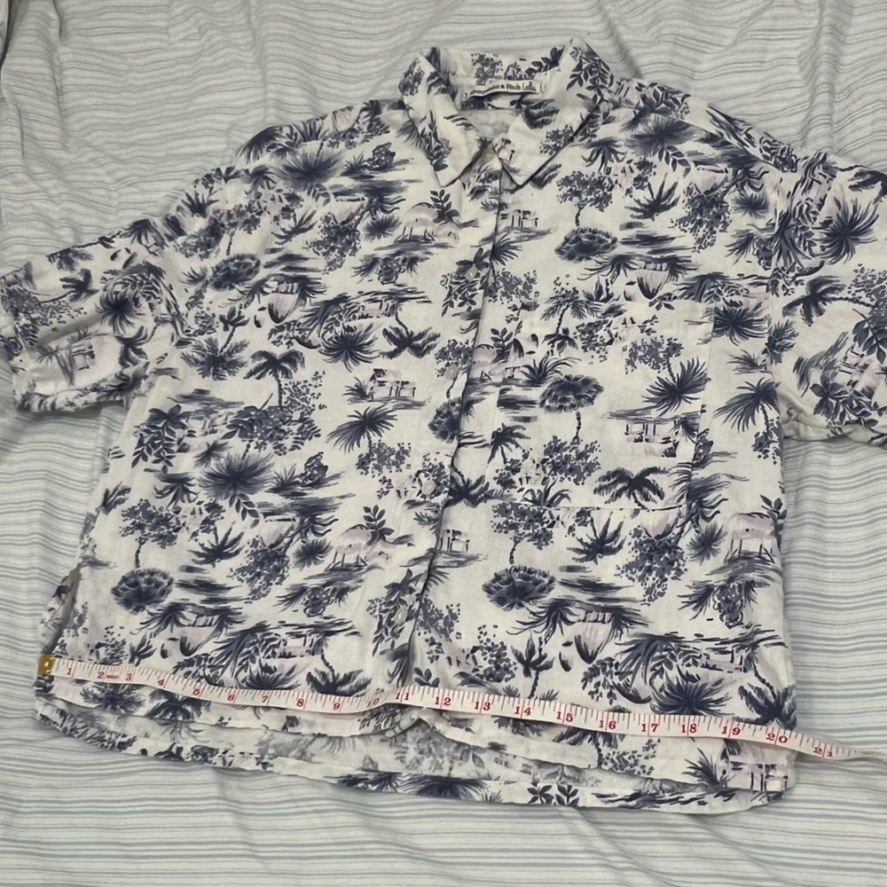 Linen Blouse - Abercrombie & Fitch -Hawaiian blue & white print - Picture 6 of 11